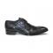 Duca Di Matiste "Imperio" Black Genuine Italian Calf Leather Crocodile/Ostrich/Lizard Print Lace-Up Dress Shoes.